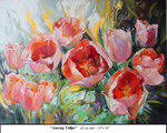 Among Tulips, Oil on Canvas